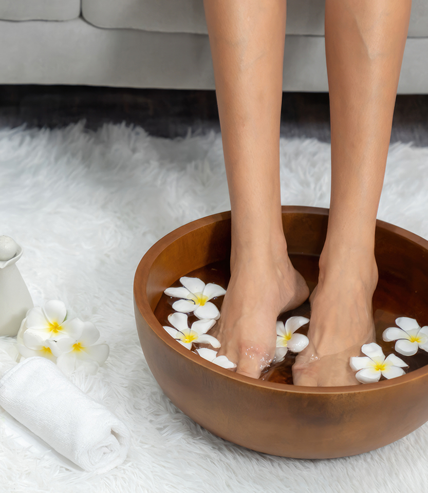 ©woman indulges blissful foot massage luxurious spa salon quiescent  2webp